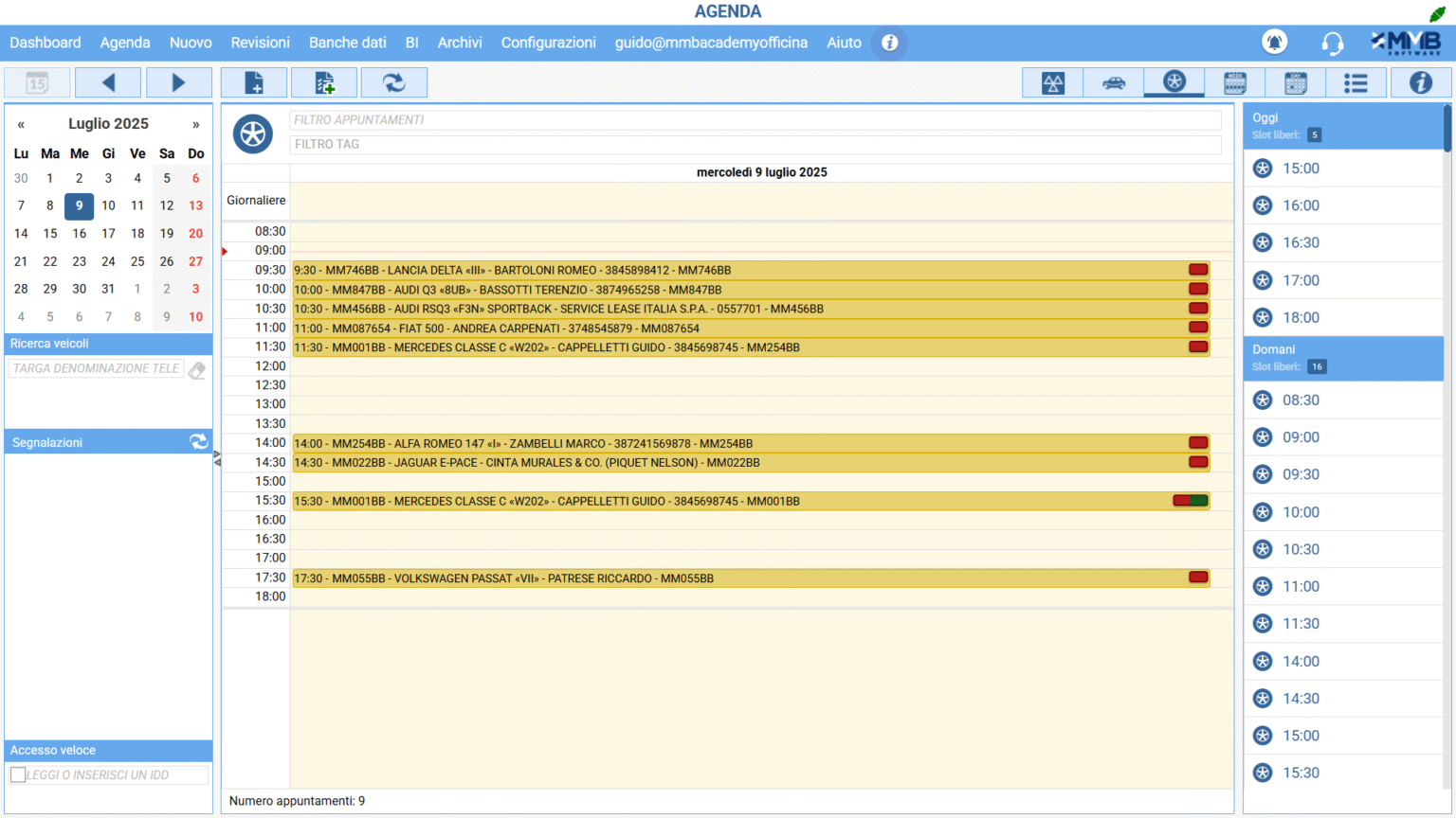 YAP Agenda - interfaccia gestionale